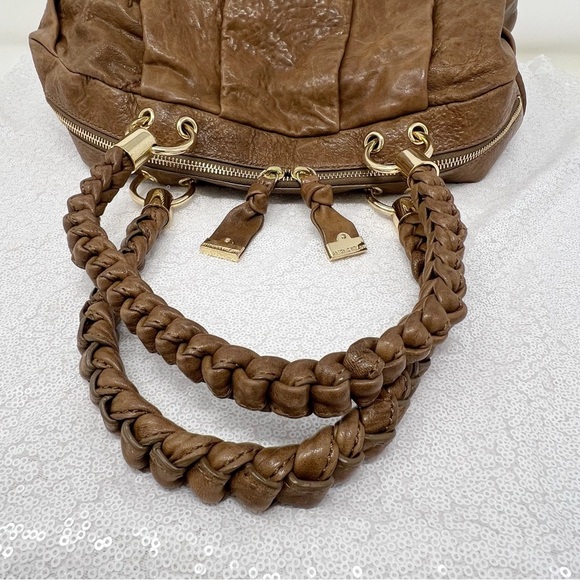 Antonio Melani Brown Leather Braided Handles Hobo Bag / Hobo - Picture 7 of 12